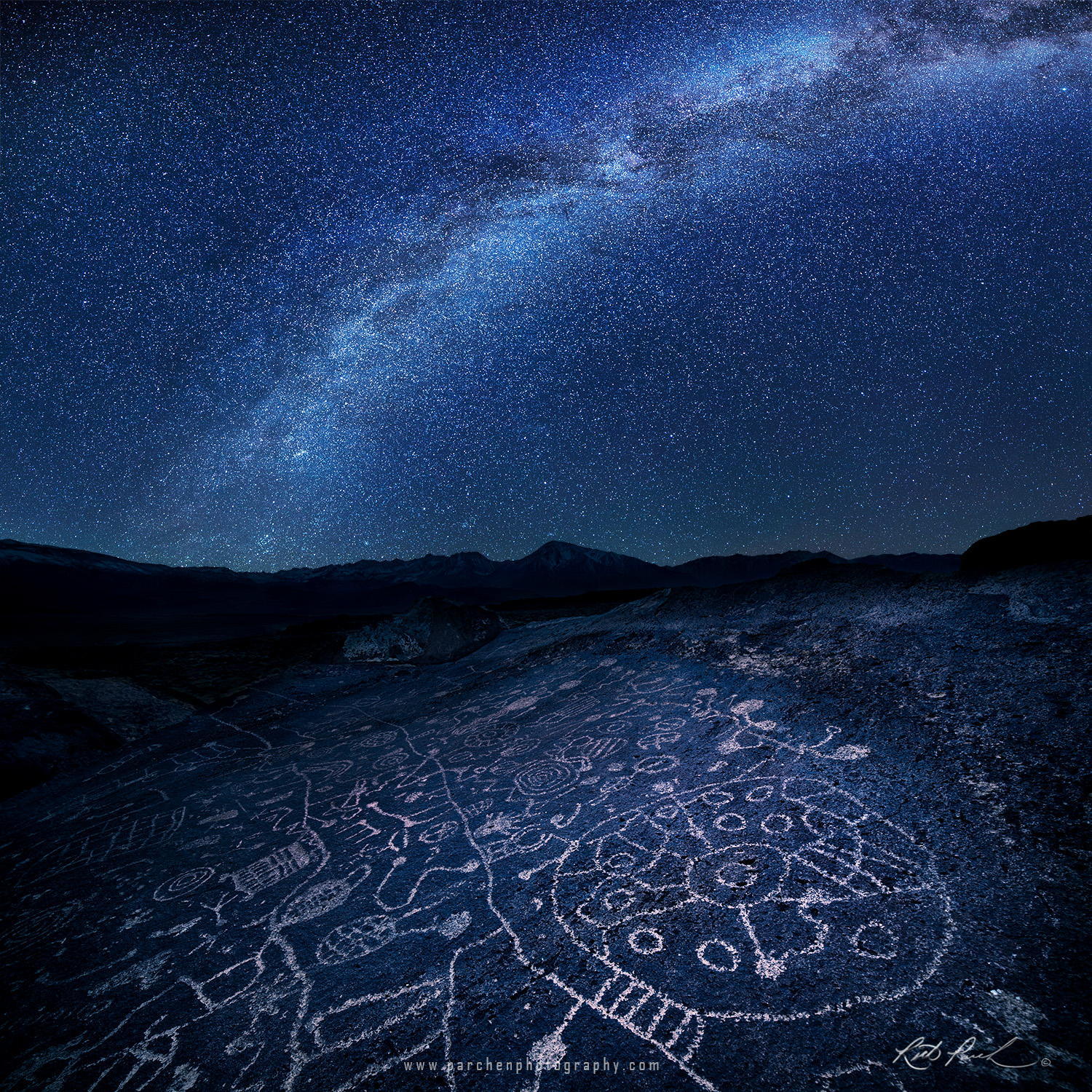 Milky Way looking over Sky Rock Petroglyphs