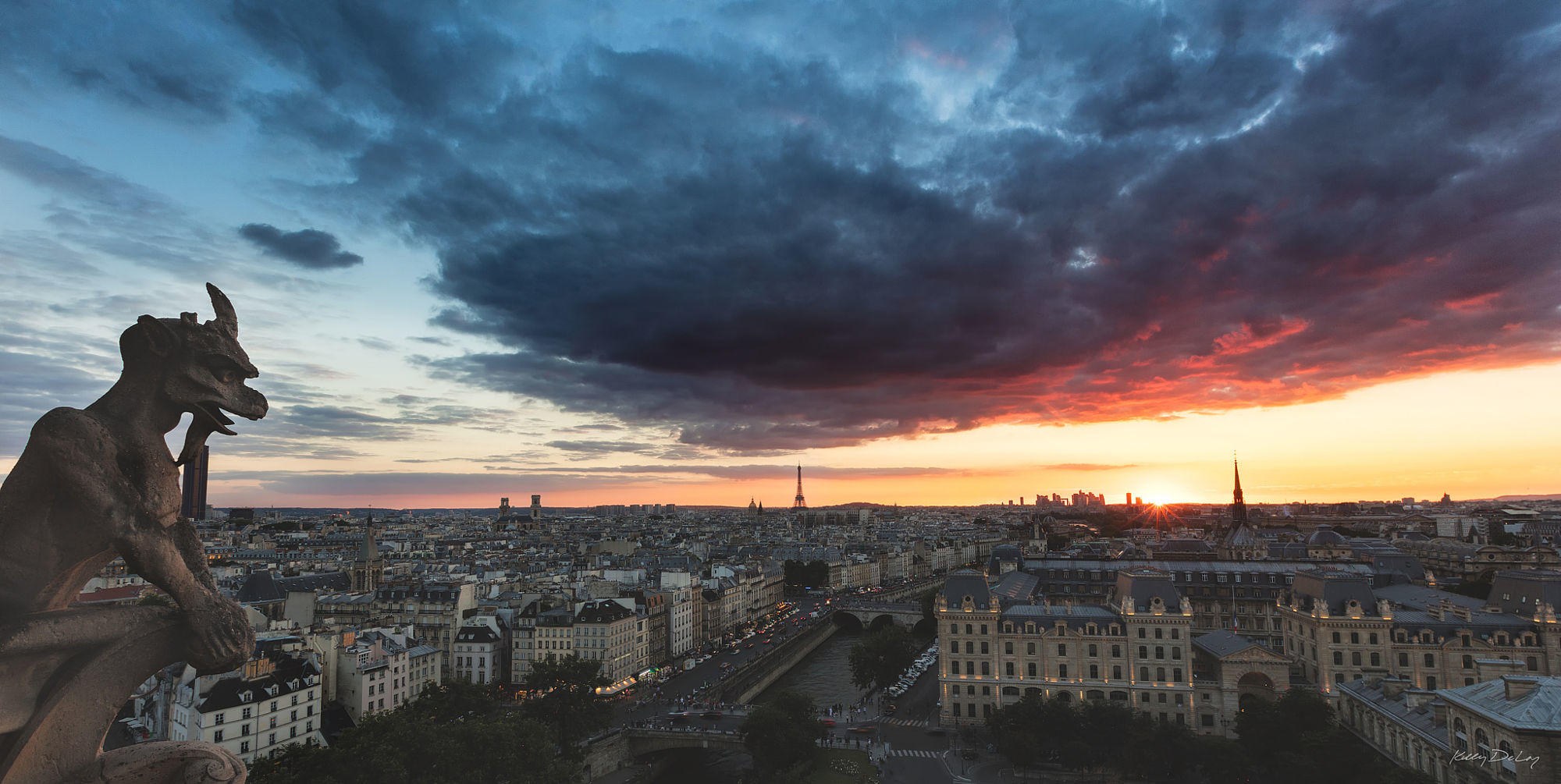 Gargoyle Overlooking Paris Sunset