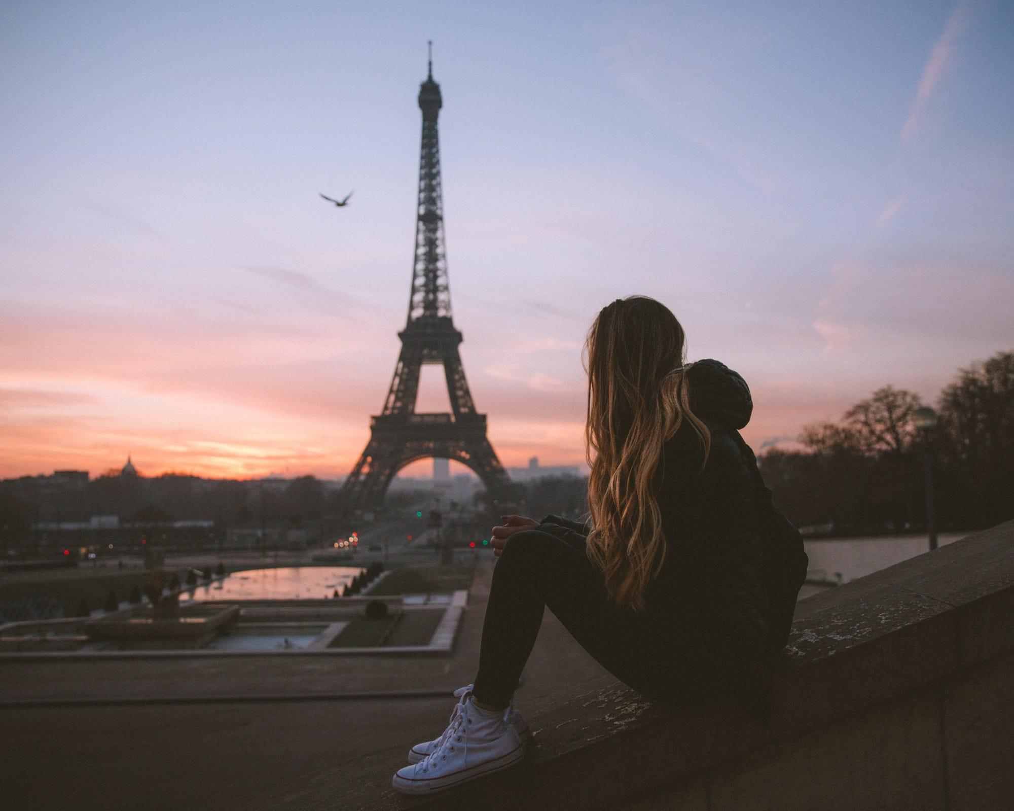 Eiffel Tower sunrise.