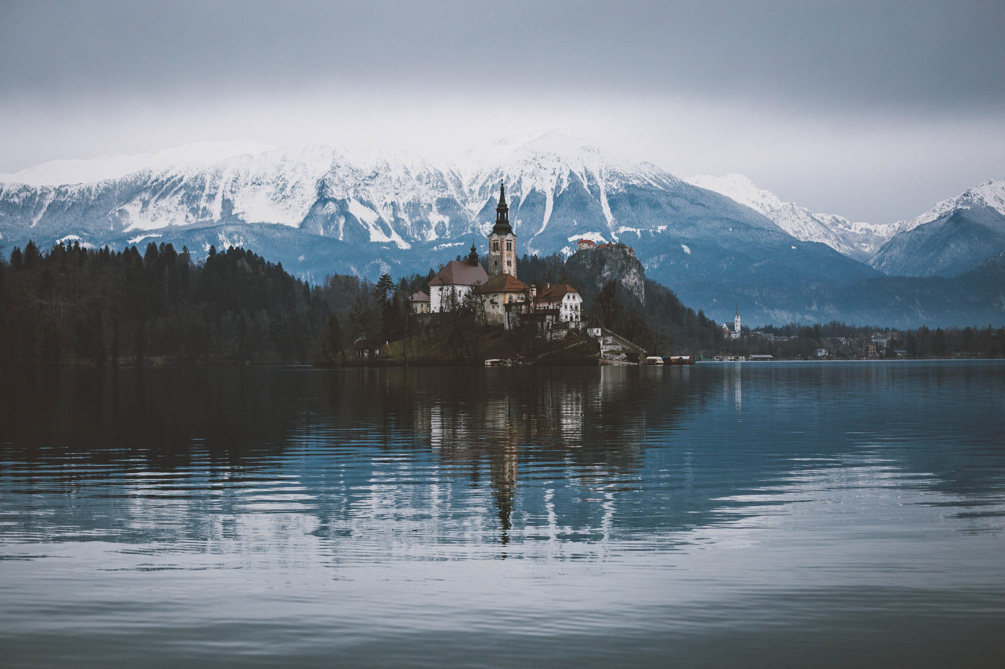 Lake bled on a calm winter day.