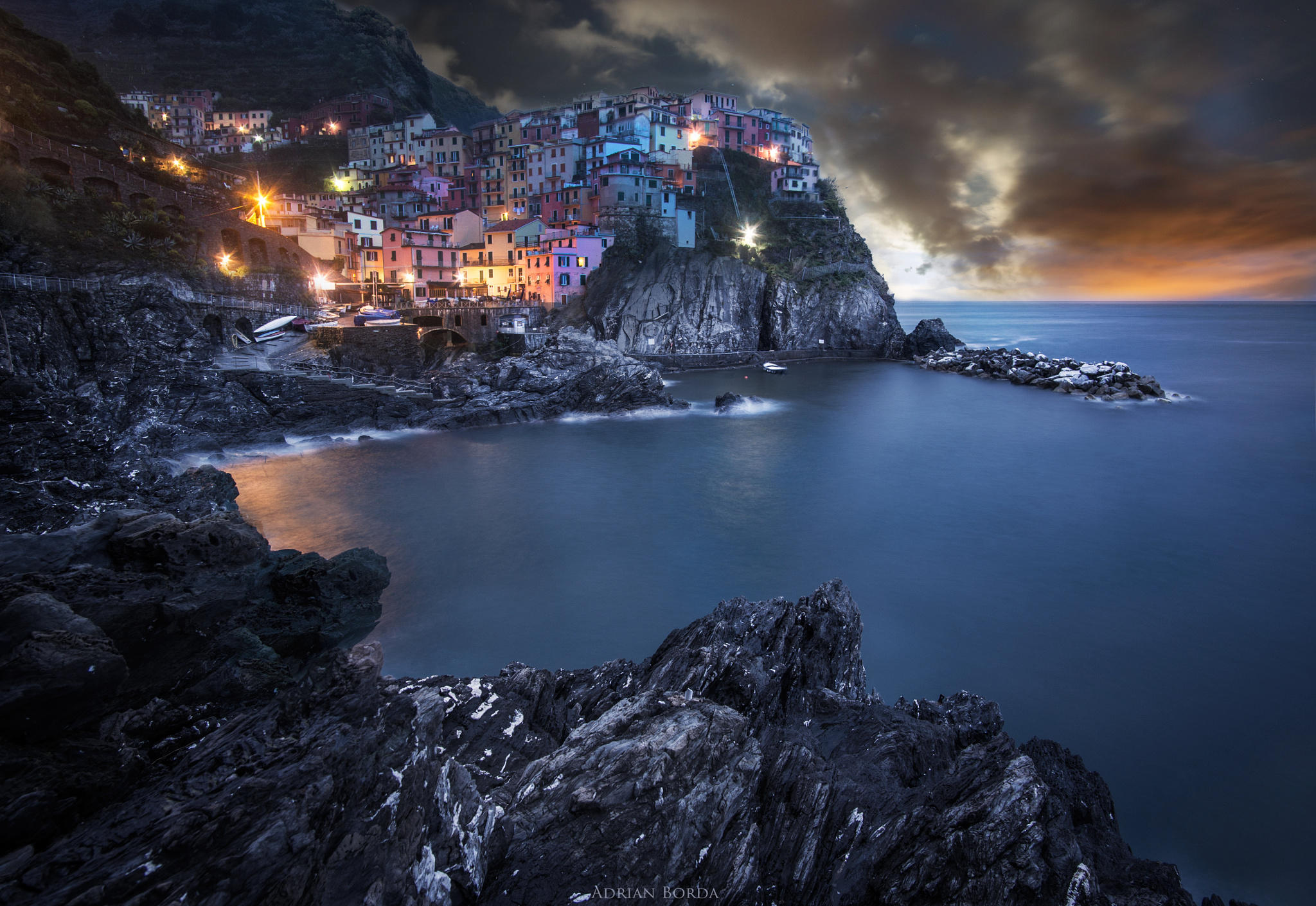 Moonrise behind Manarola