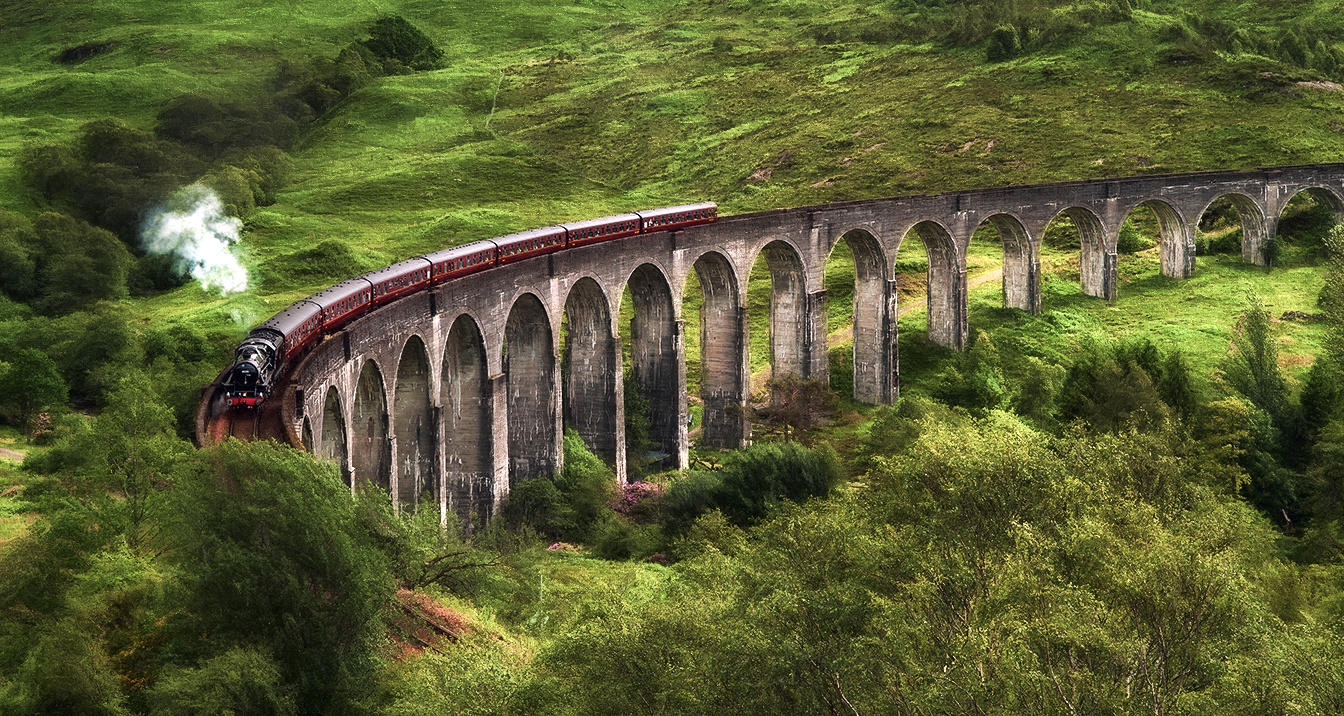 The Jacobite crossing Glenfinnan Viaduct