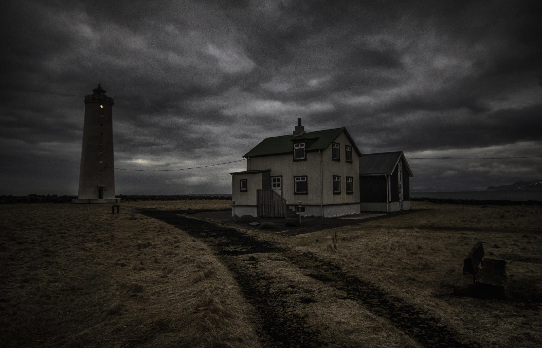 Grotta lighthouse in the storm
