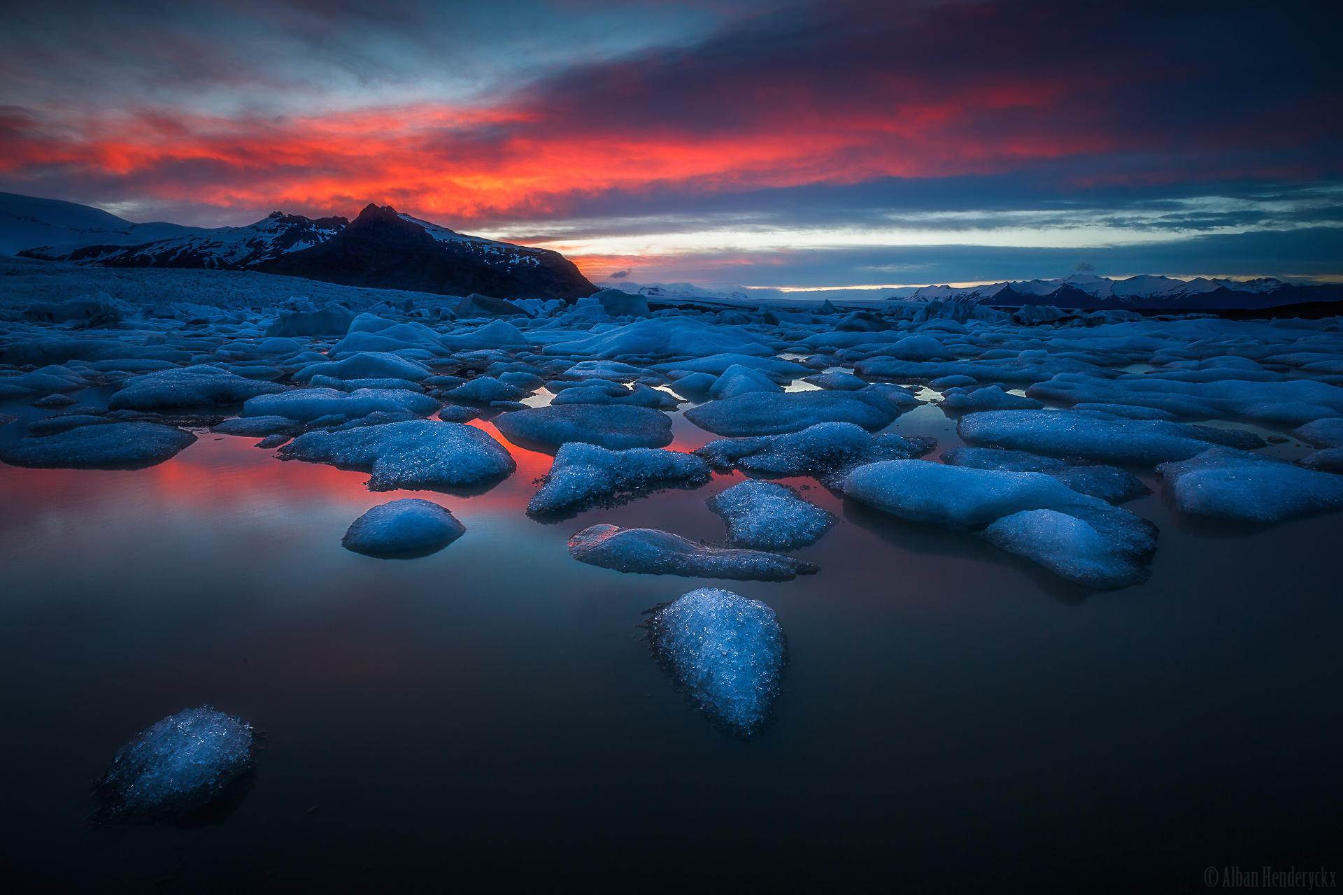 Ice Lagoon on Fire