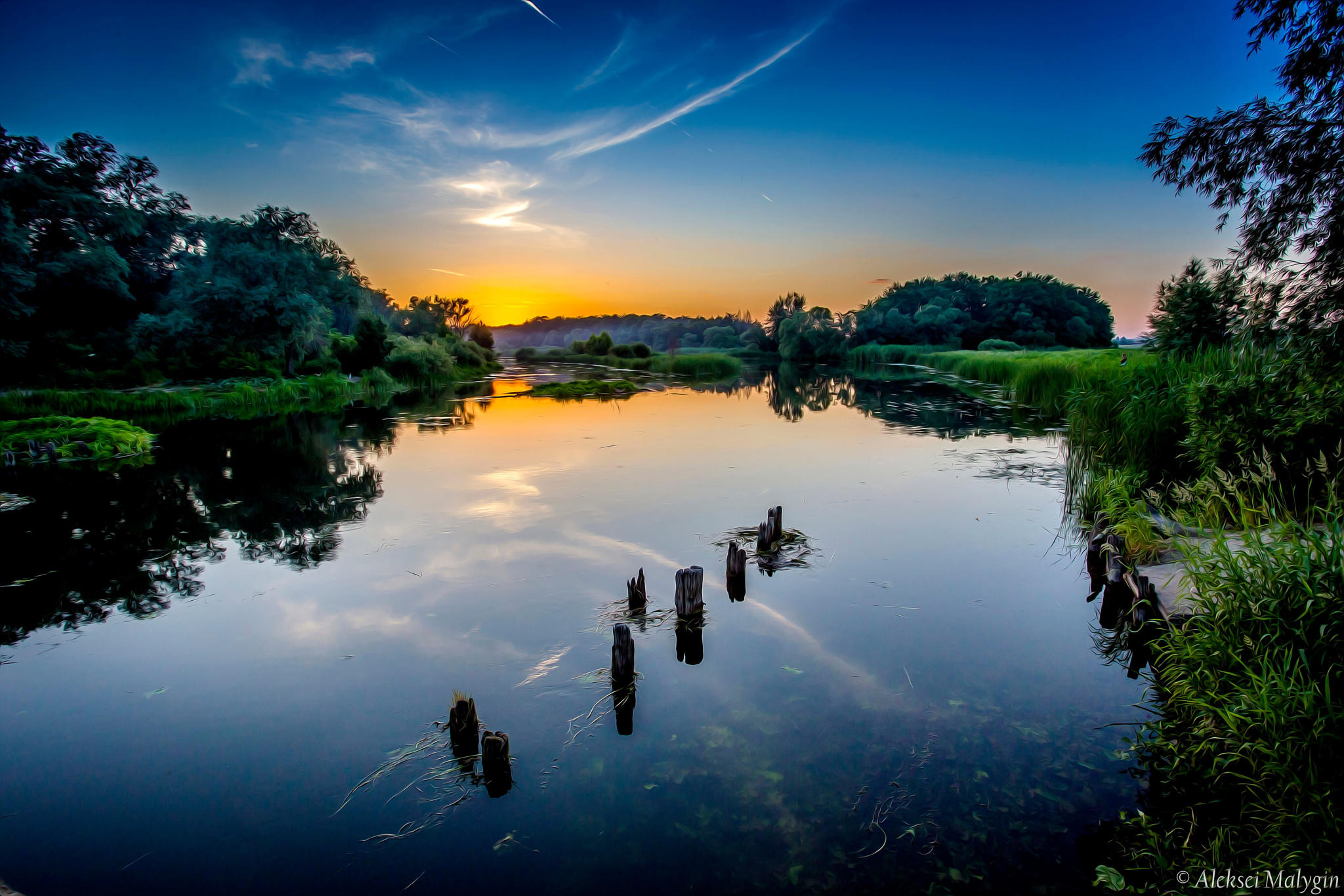 Calm sunset on a river