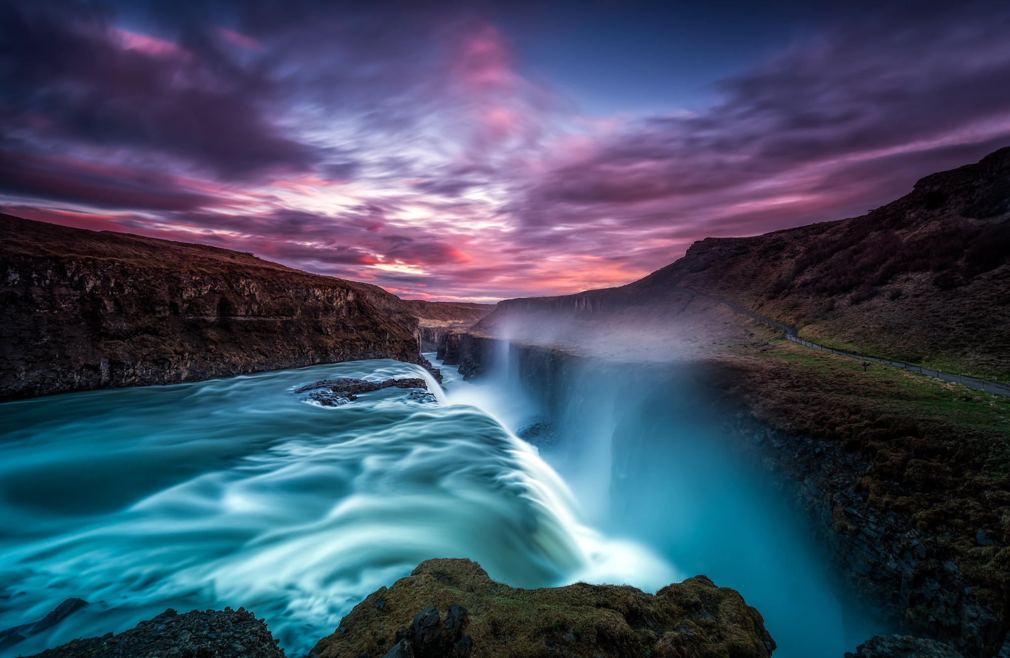 A Midsummer Night at Mighty Gulfoss