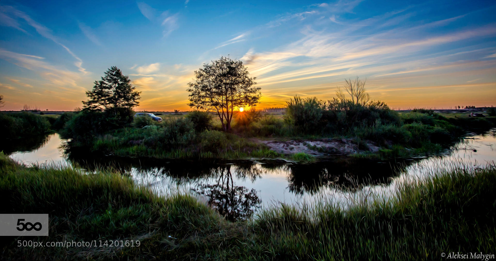 Quiet sunset on a small river...