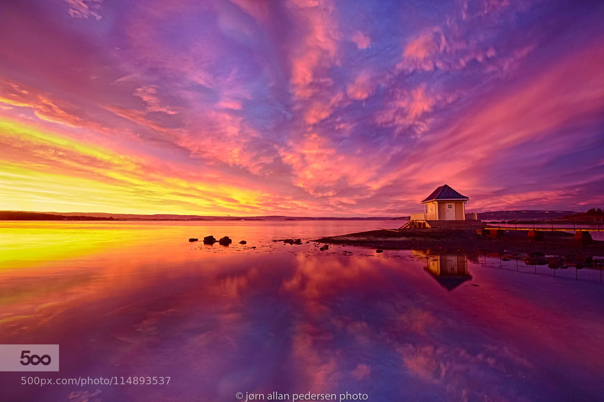 boathouse in sunrise