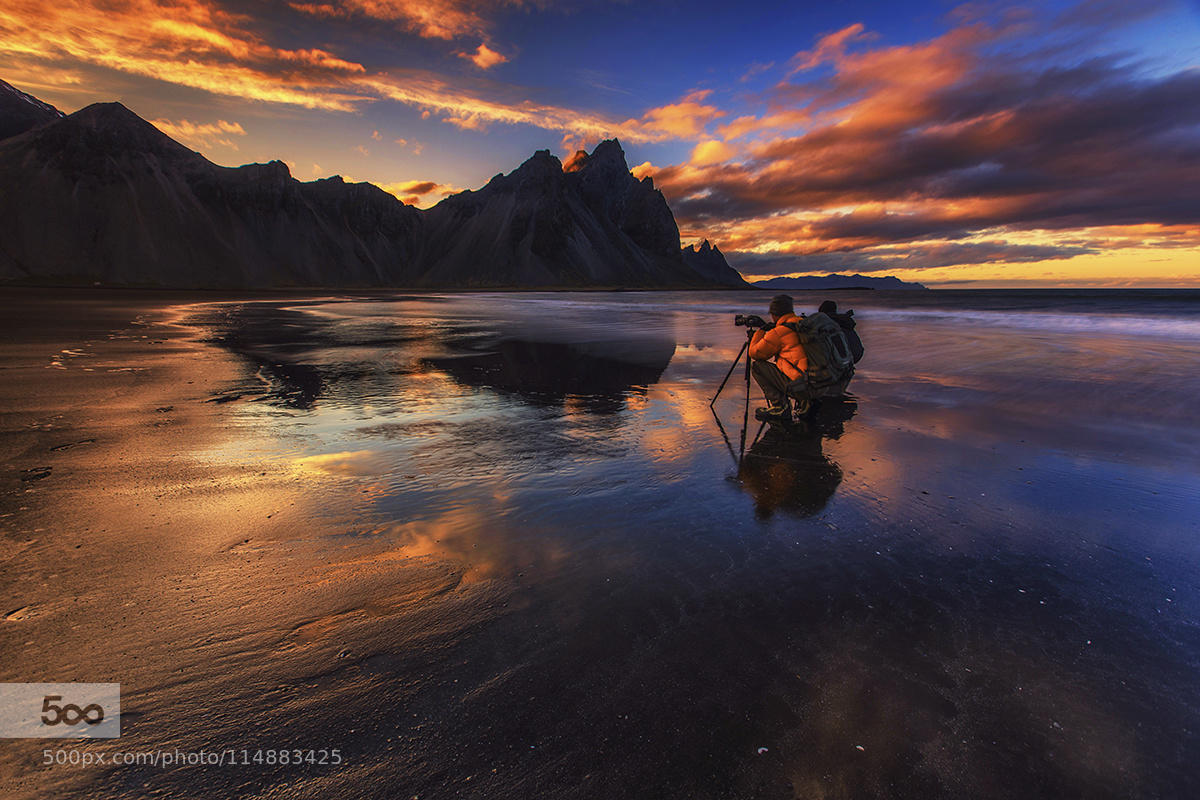 A sunset in Vesturhorn