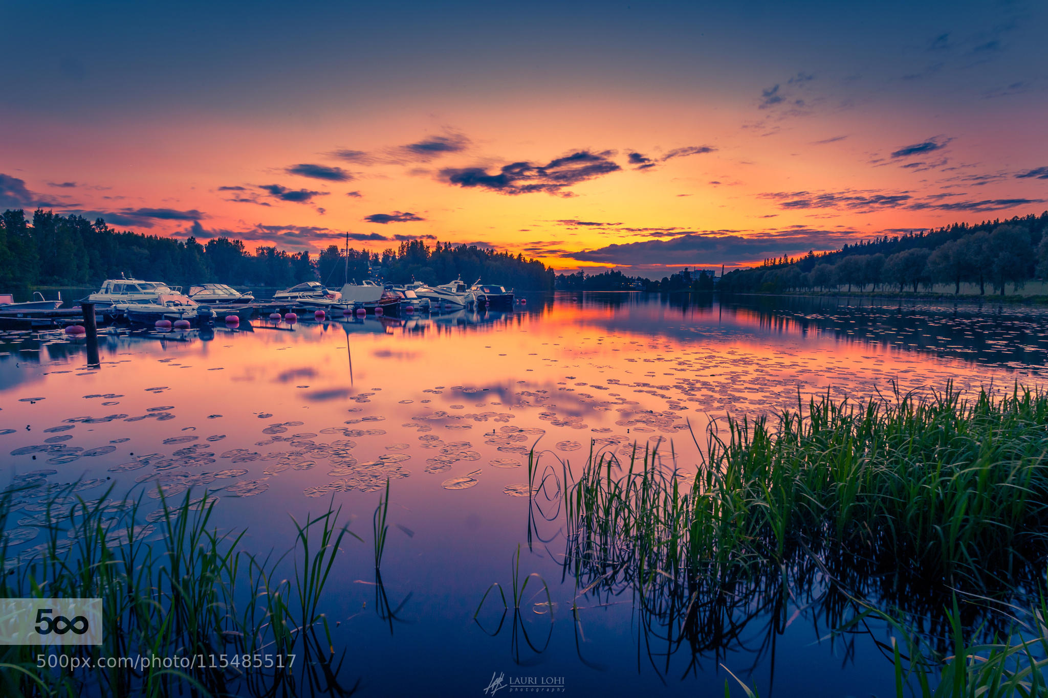 Quay and colorful sunset