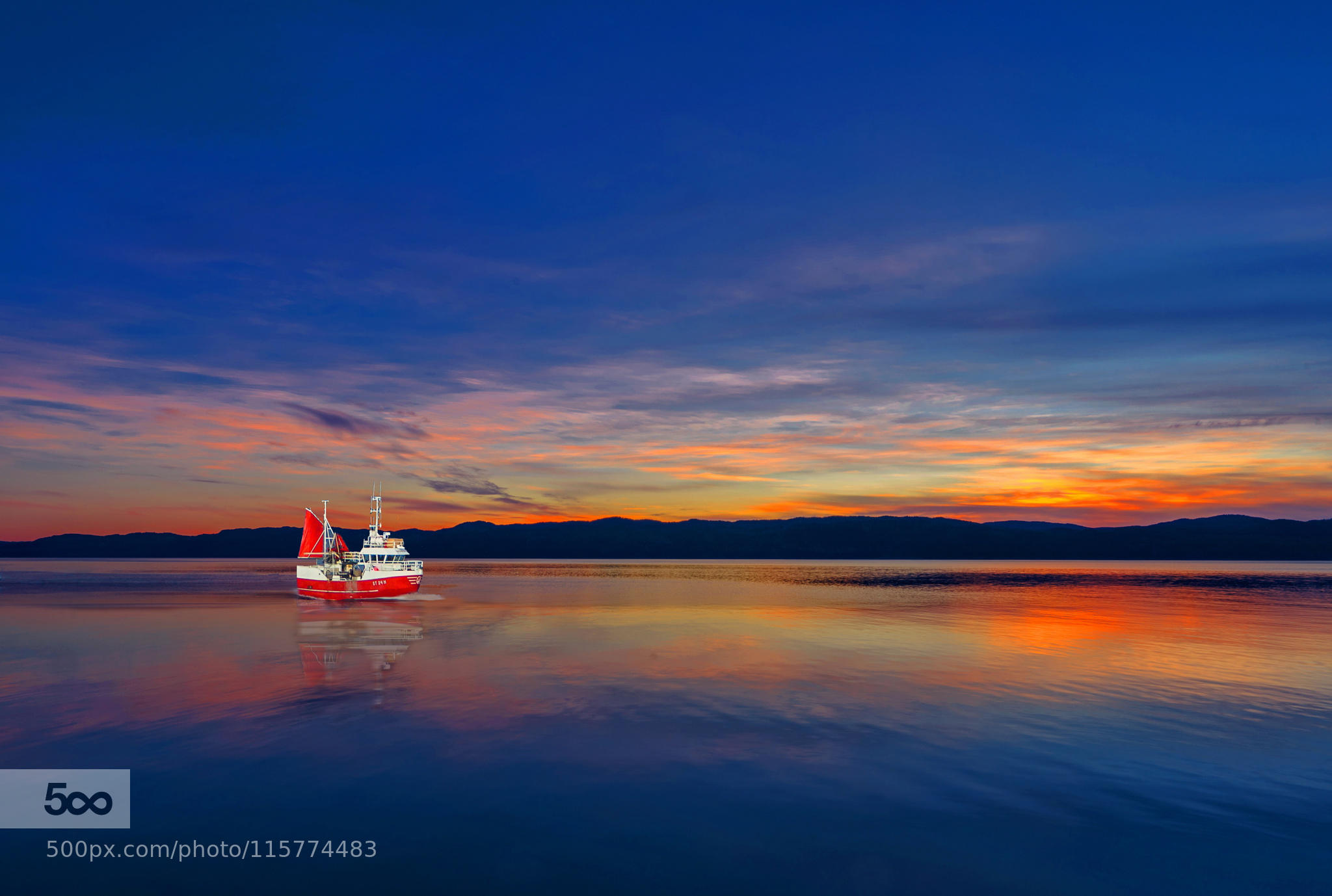 Midnight Sunset of Trondheimfjorden Norway