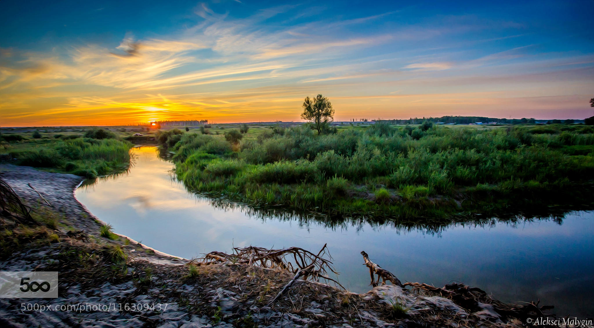 Bend of the river at sunset...