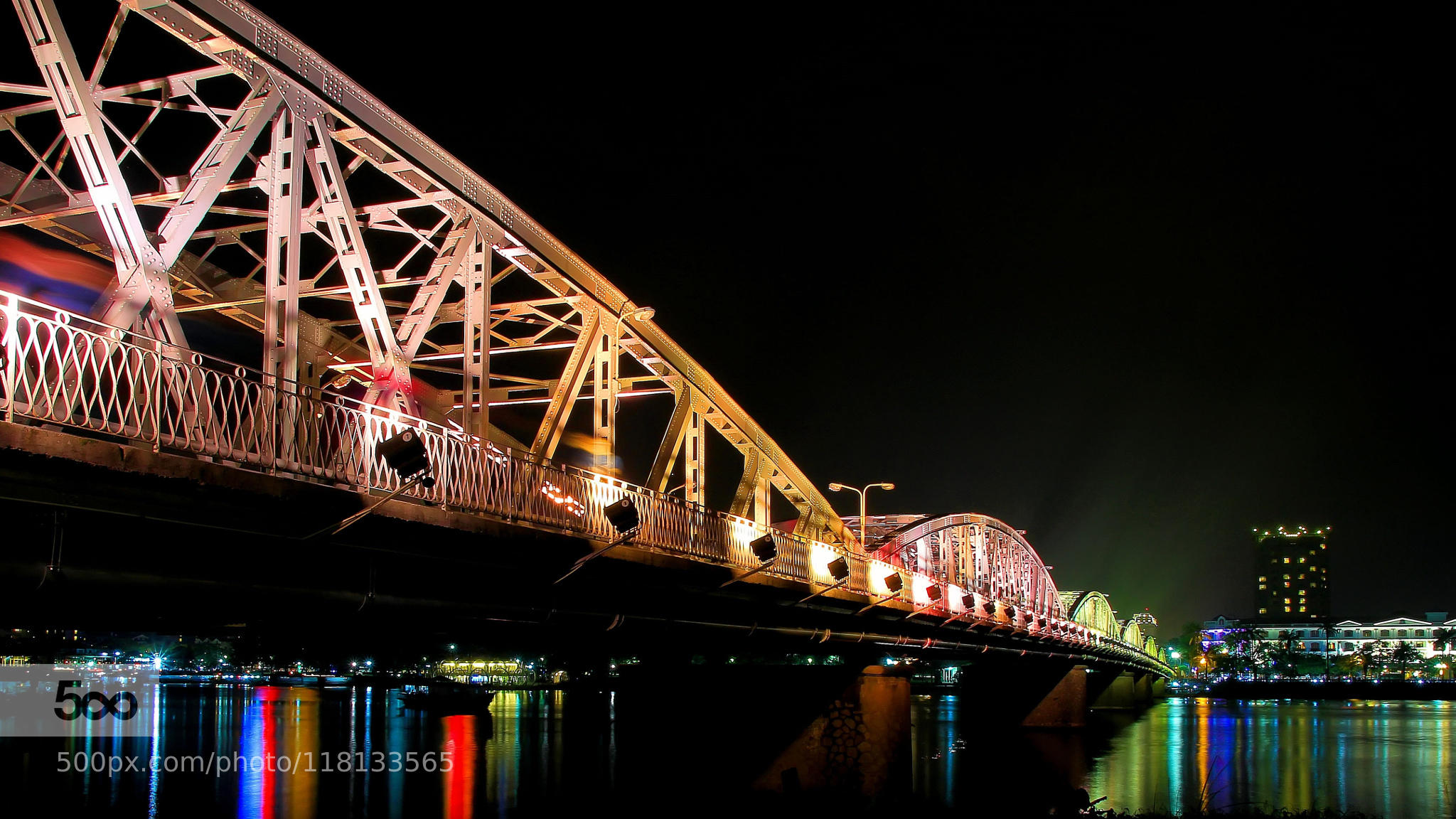 Truong Tien Bridge At Night