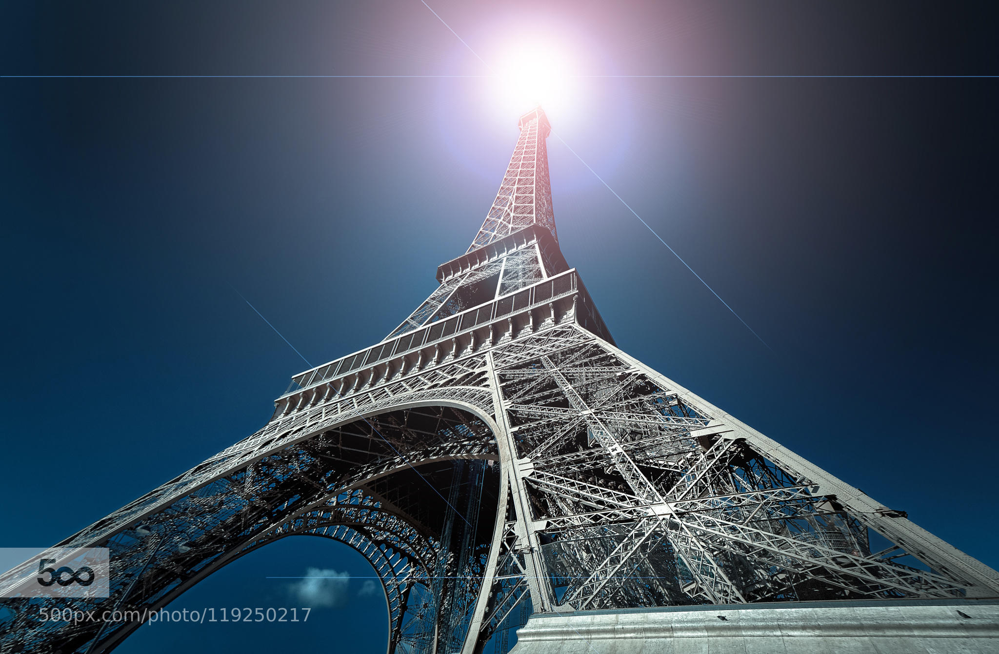 The Eiffel Tower Glows Blue II (New Version)