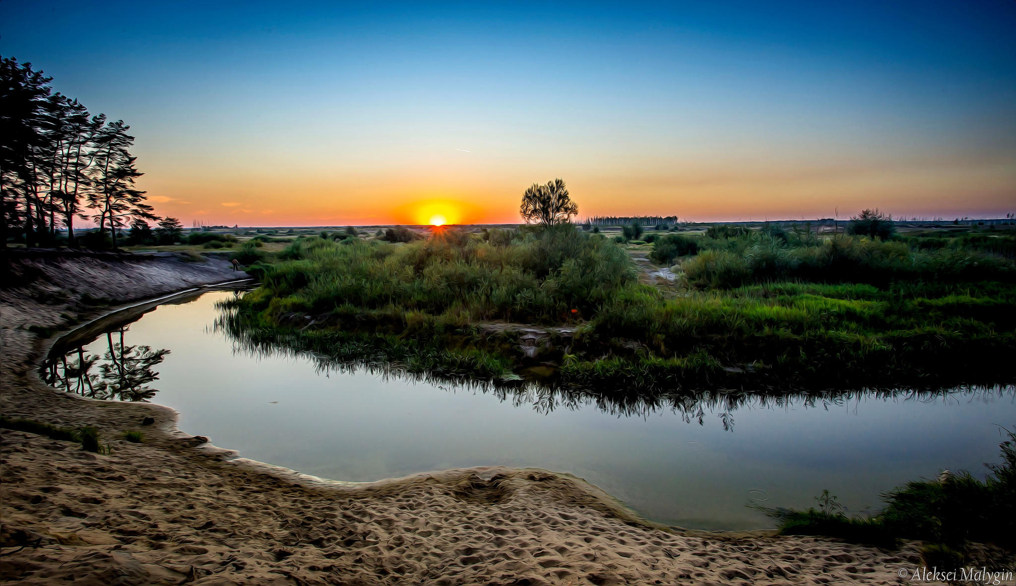 Quiet summer evening on a small river...