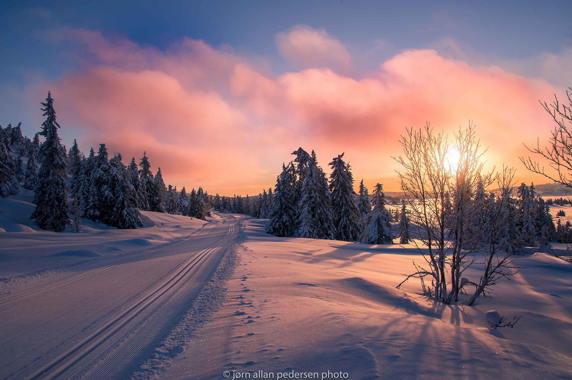 Skiing into the morning light