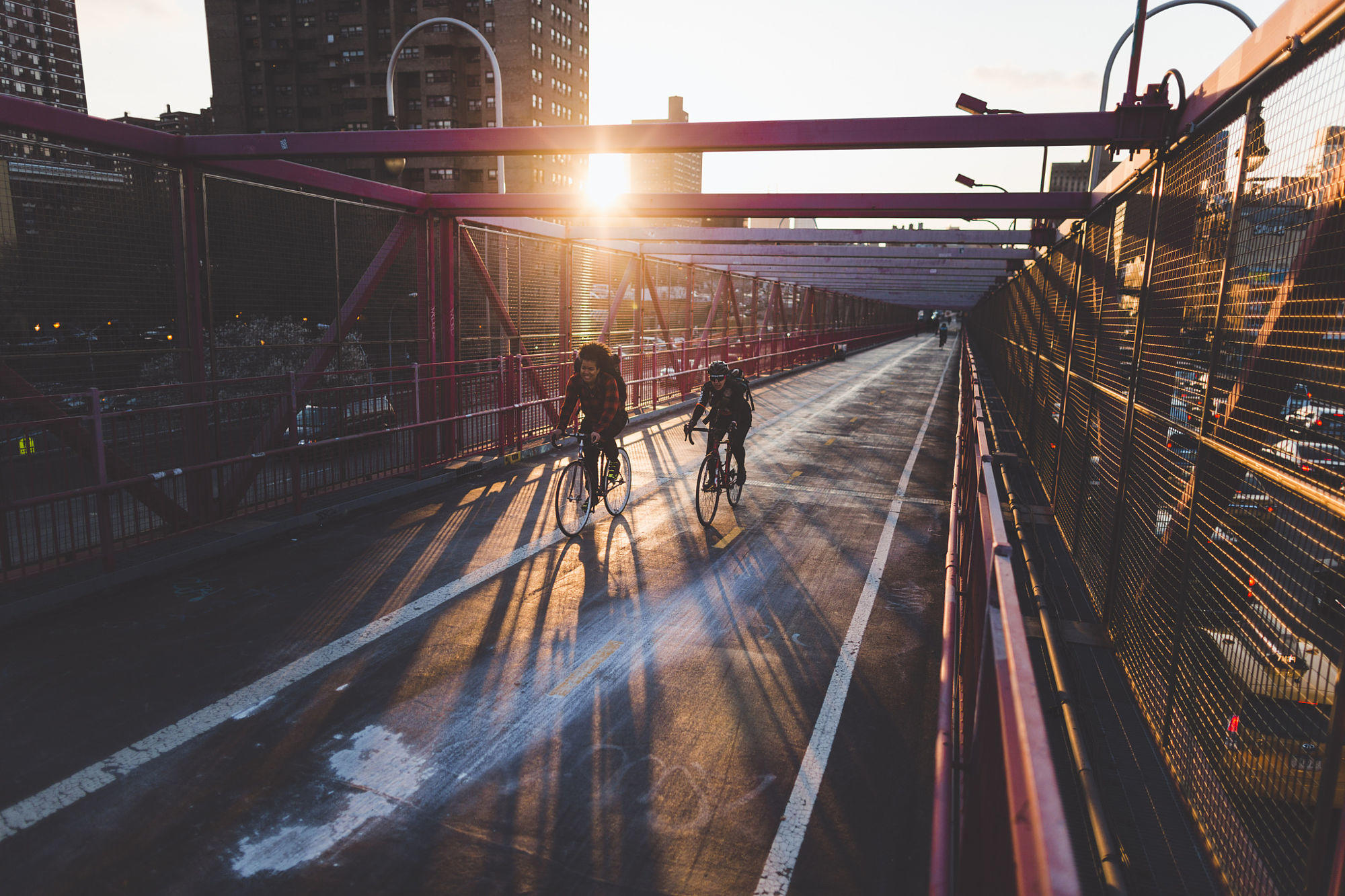 Sunset rides over the Williamsburg Bridge