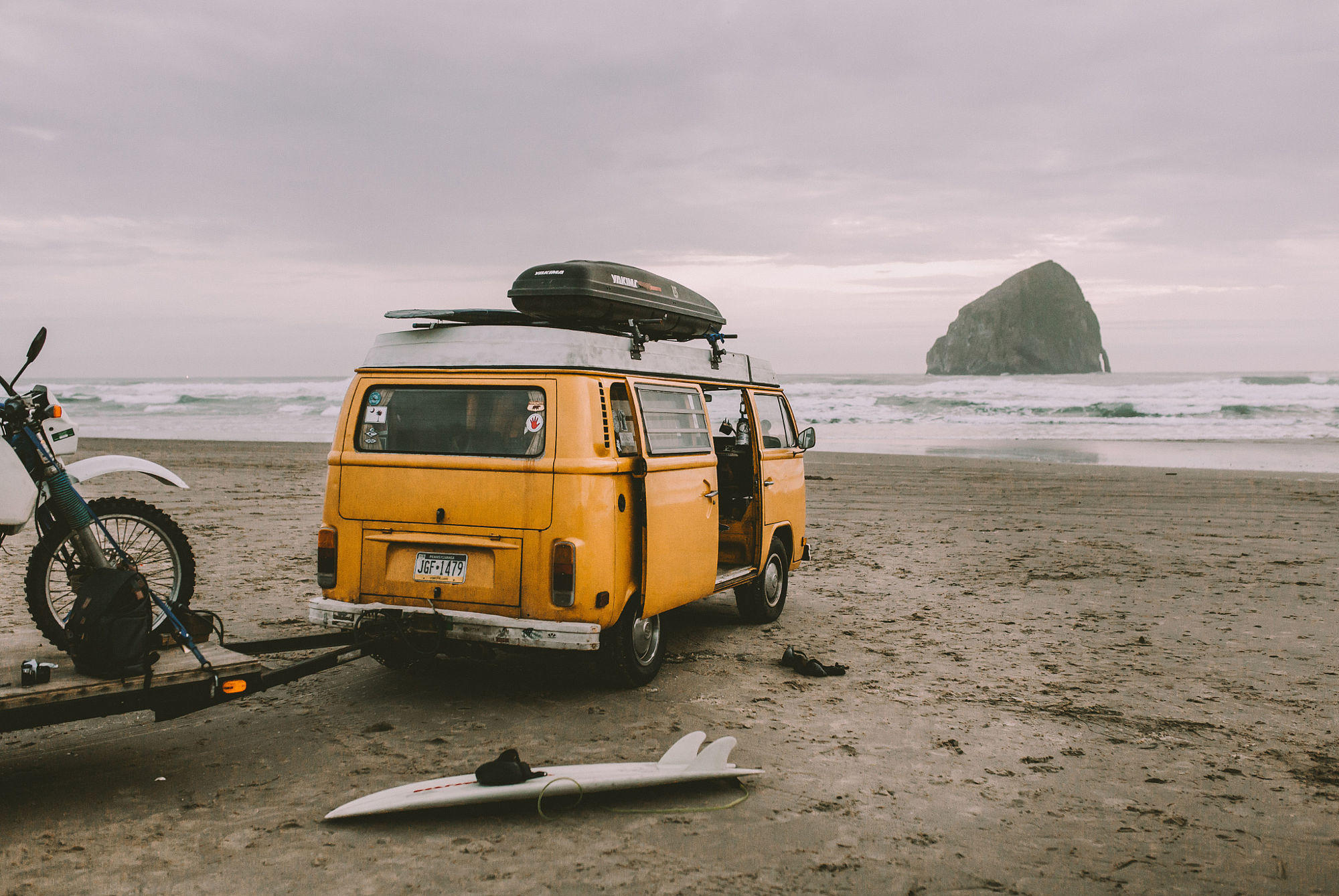 volkswagen bus on the beach