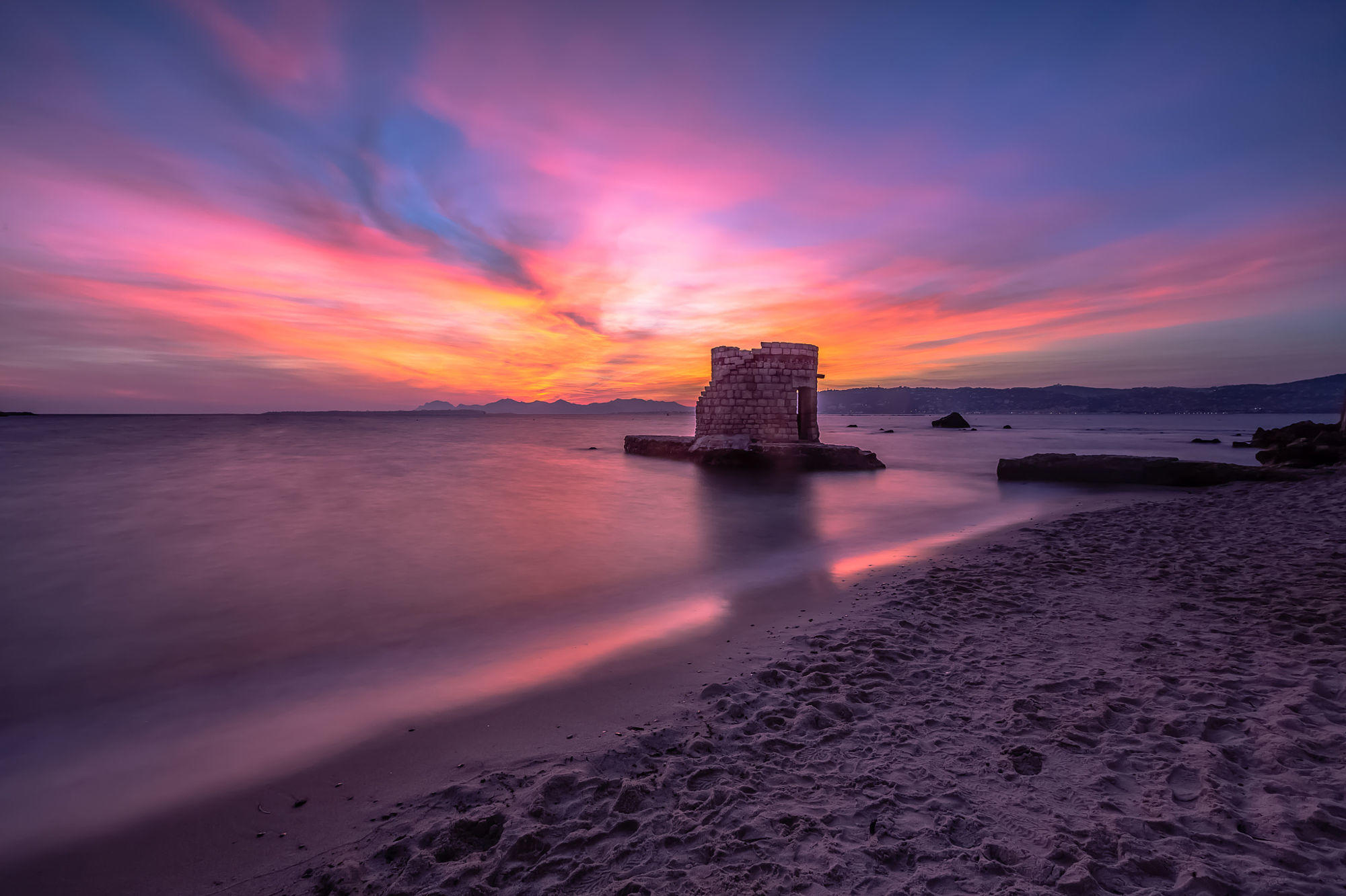 Pink sunset, Antibes, France