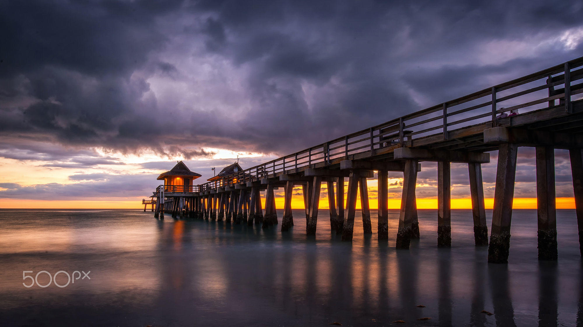 Naples Pier Stormy Sunset