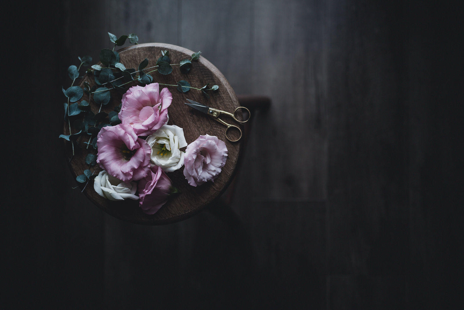 cutting flowers.