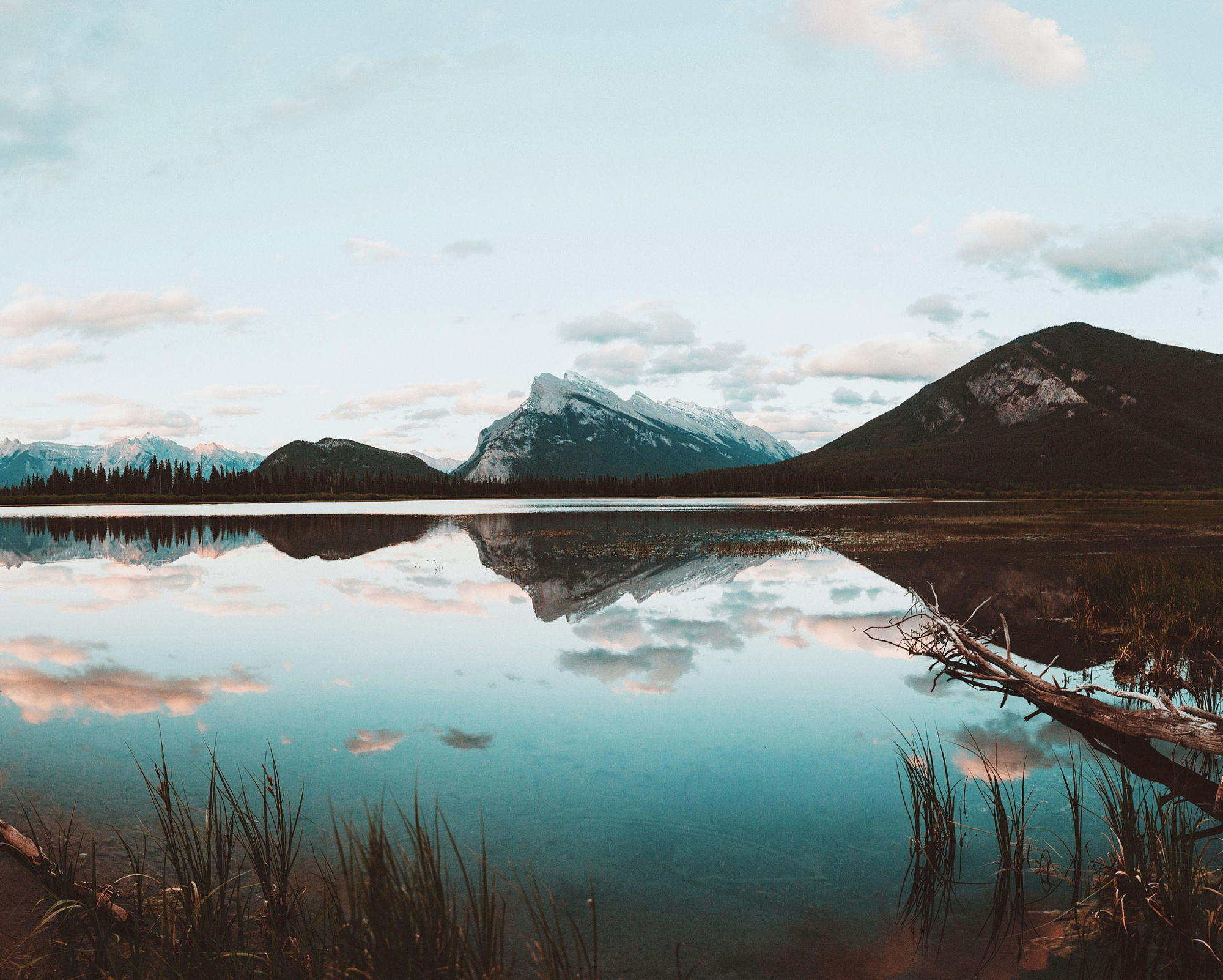 sunset at Vermillion Lakes.