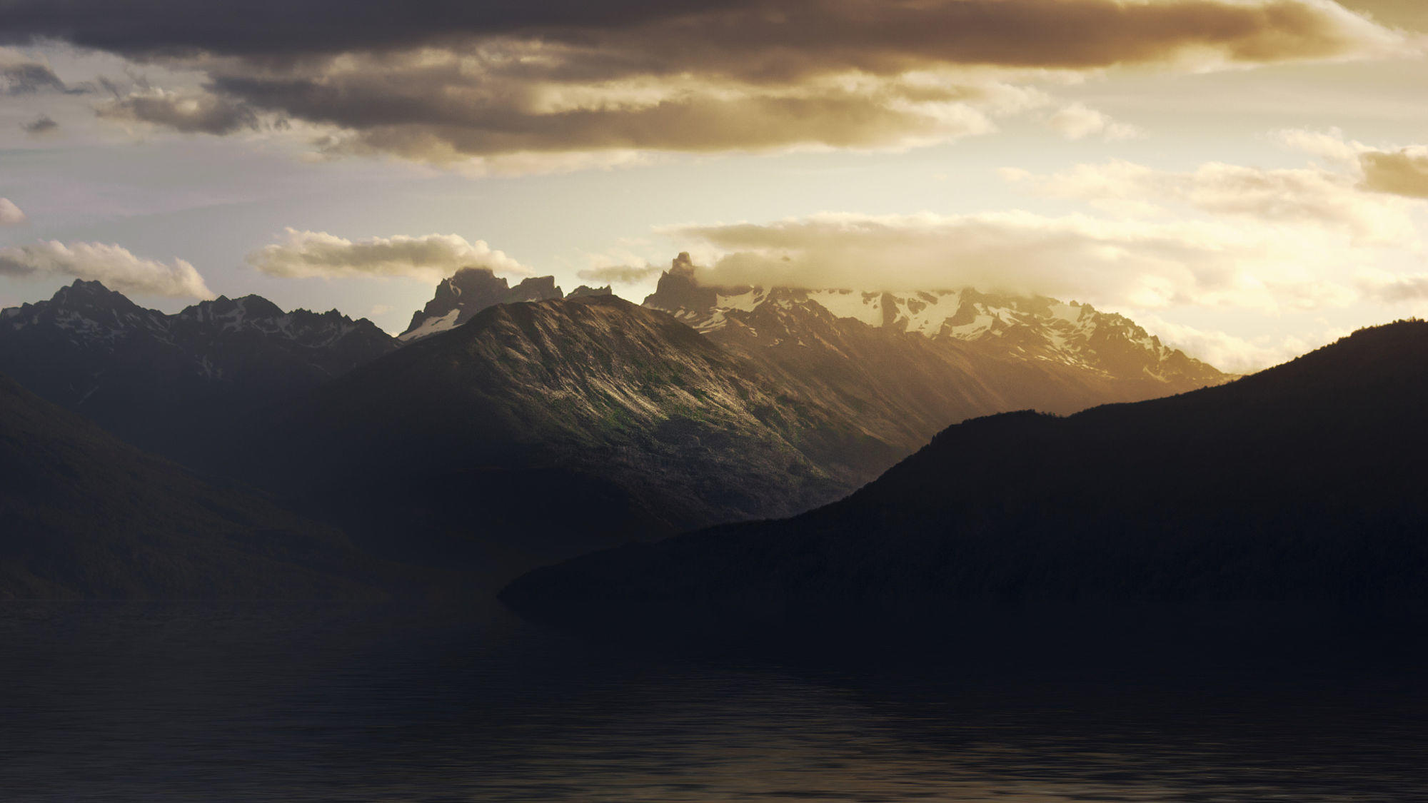 Puelo Lake and Mountains