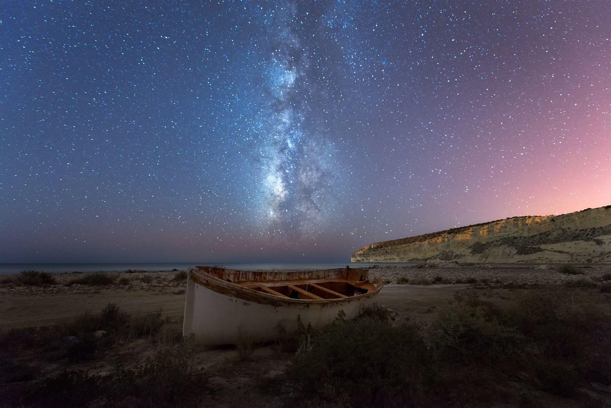 Boat under the Milky way