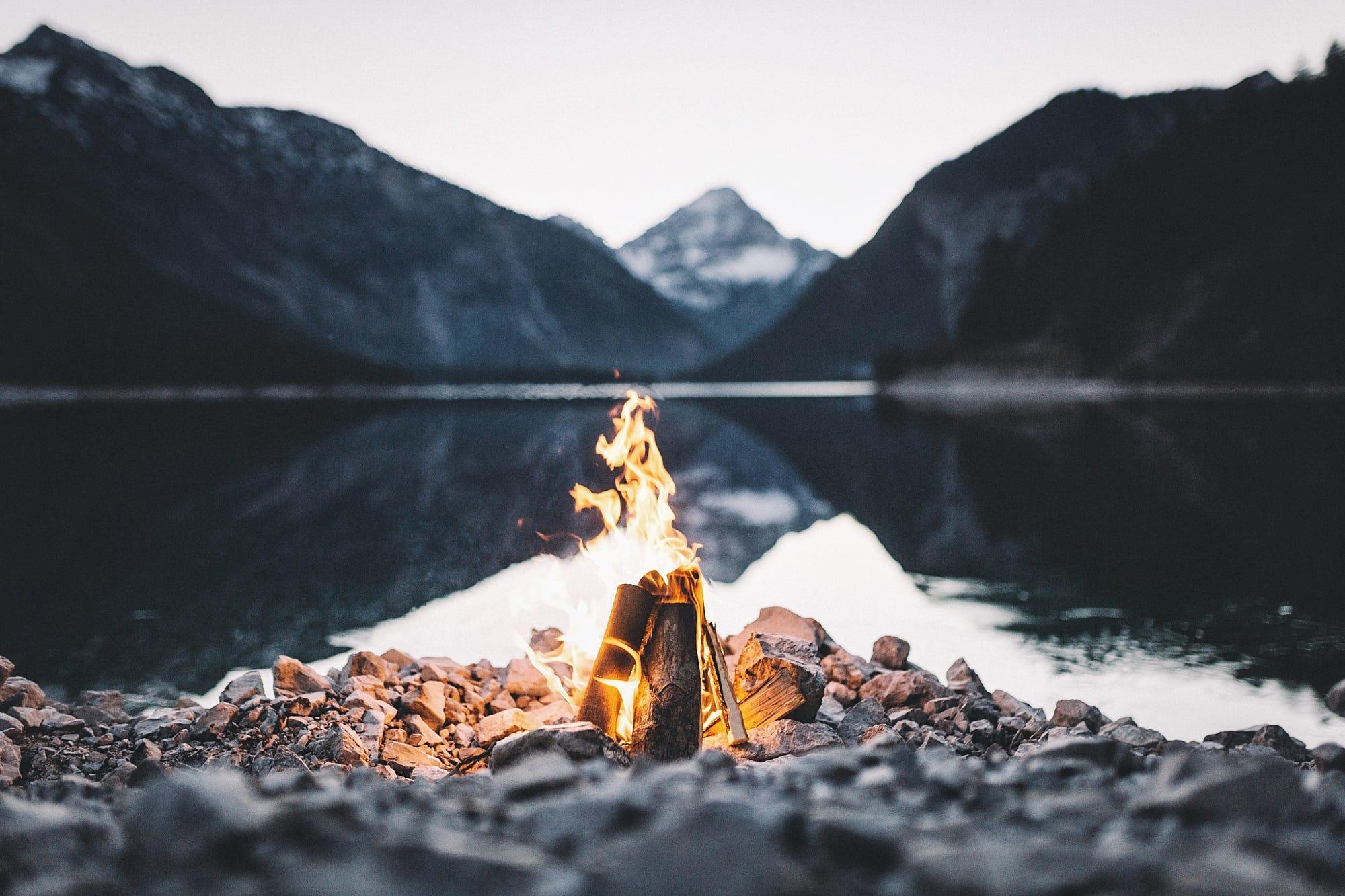 Campfire at the lake.