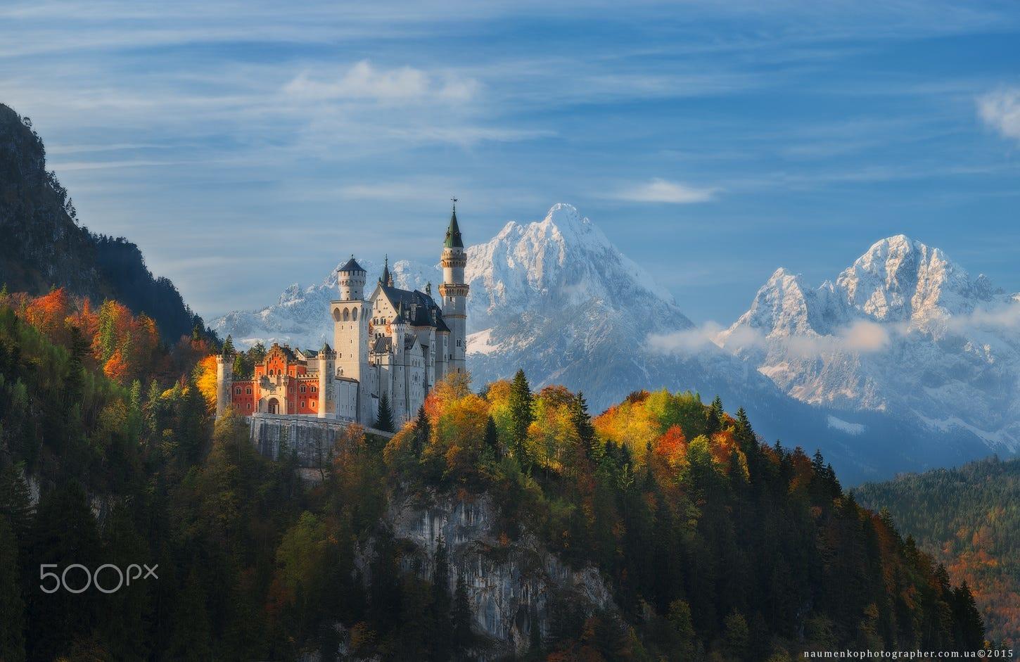 Germany. Bavaria. Panorama Neuschwanstein Castle