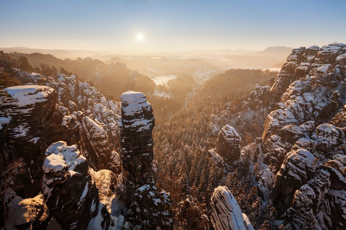 Winter rock towers