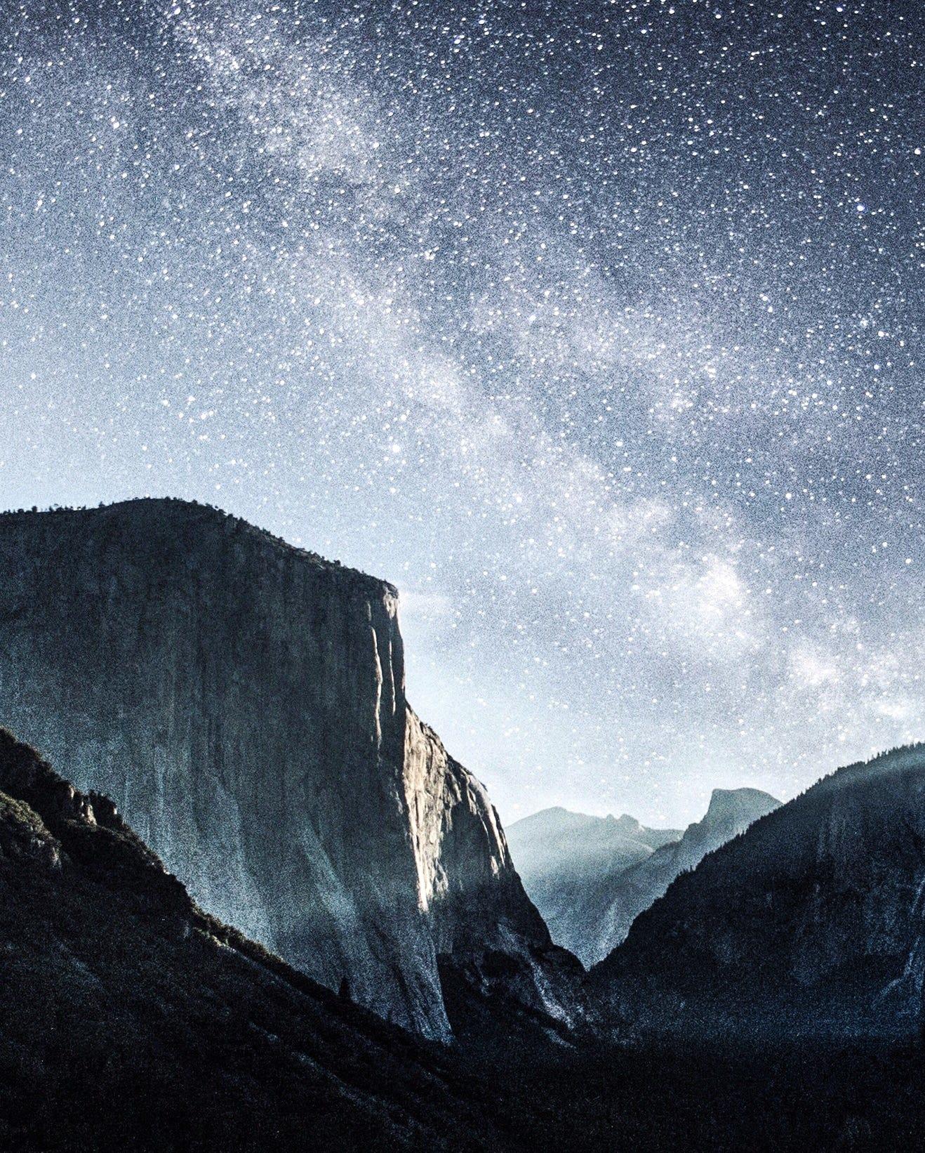 milky way. tunnel view. yosemite. california.