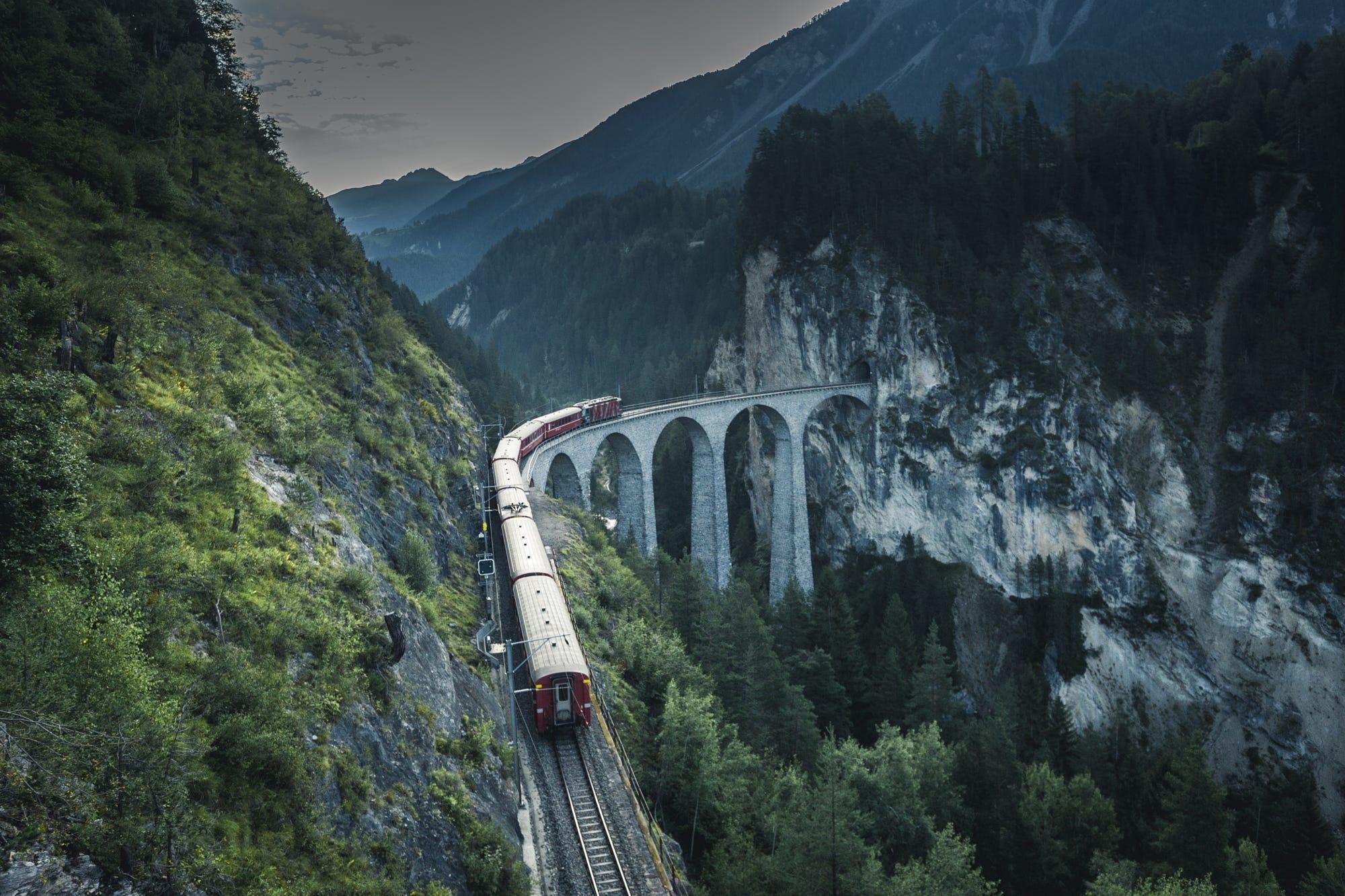 Landwasser viaduct crossing.