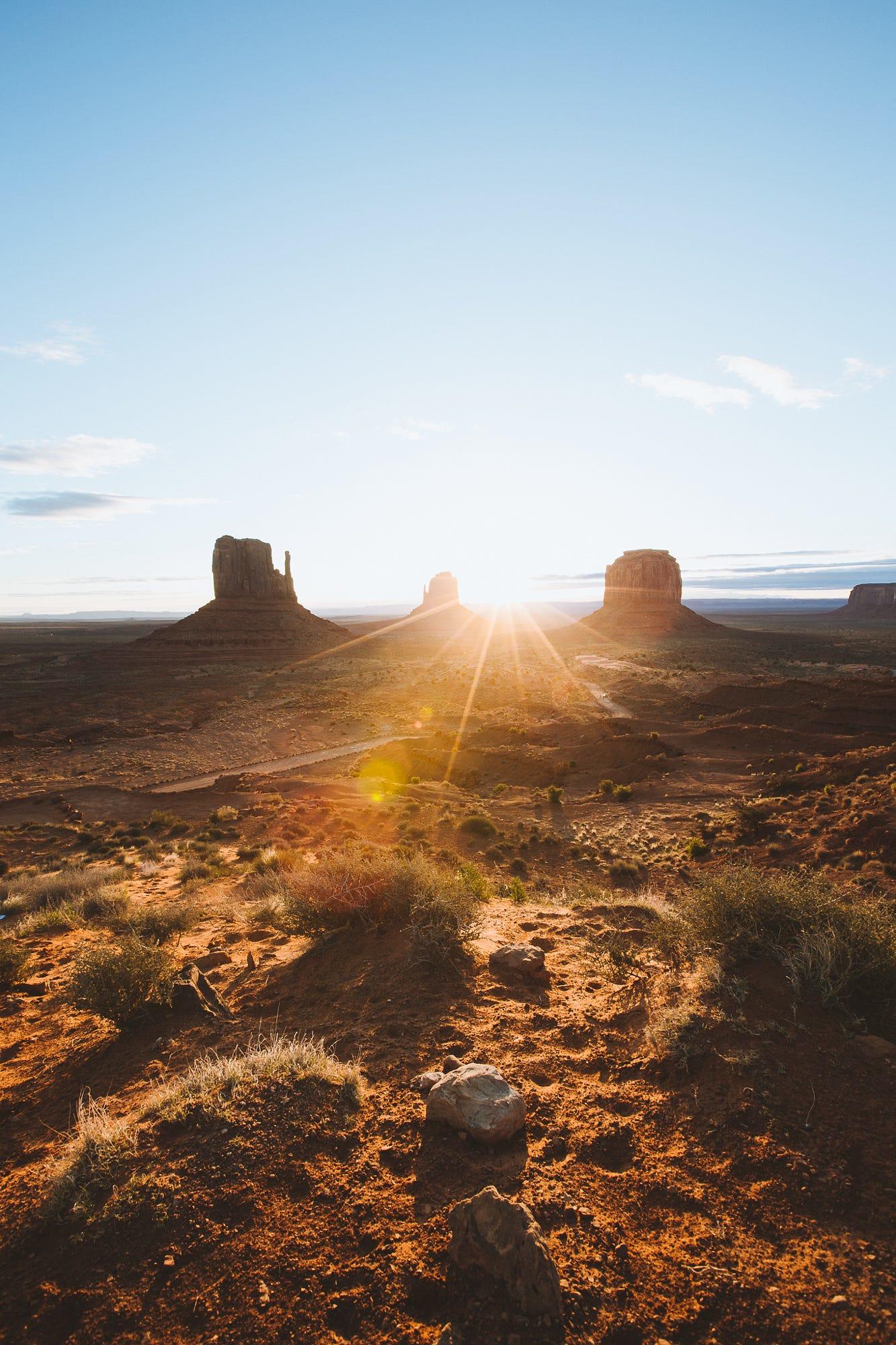 Sunrise at Monument Valley.