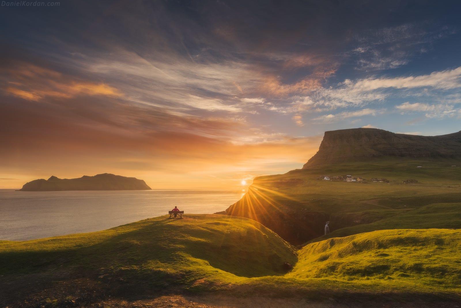 Midnight sun at Faroe Islands